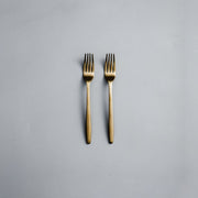 Ava Salad Servers, Serving Utensils & Individual Pieces-JAZZUPCO-Matte Gold-Salad Fork (2 Pieces)-JAZZUPCO