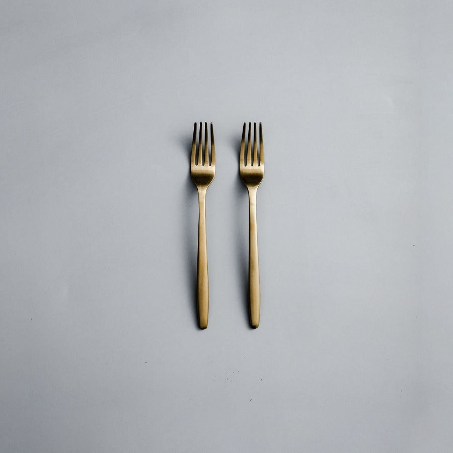 Ava Salad Servers, Serving Utensils & Individual Pieces-JAZZUPCO-Matte Gold-Salad Fork (2 Pieces)-JAZZUPCO