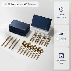 Ava Flatware-Flatware-JazzUpCo-Matte Gold-12 Person Set (60 Pieces)-JAZZUPCO-47169861746987