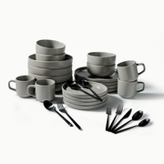 Ultimate Dinnerware Set-JAZZUPCO-Matte Dove Gray-Haelynn 2.0 Flatware-Matte Black-JAZZUPCO-53168435527979