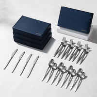 Tia Flatware-Flatware-JazzUpCo-Matte Silver-16 Person Set (80 Pieces)-JAZZUPCO