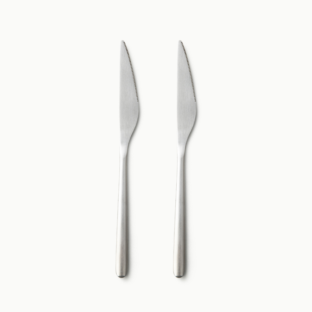 Individual Pieces-JAZZUPCO-Matte Silver-Haelynn 2.0-Dinner Knife (2 Pieces)-JAZZUPCO