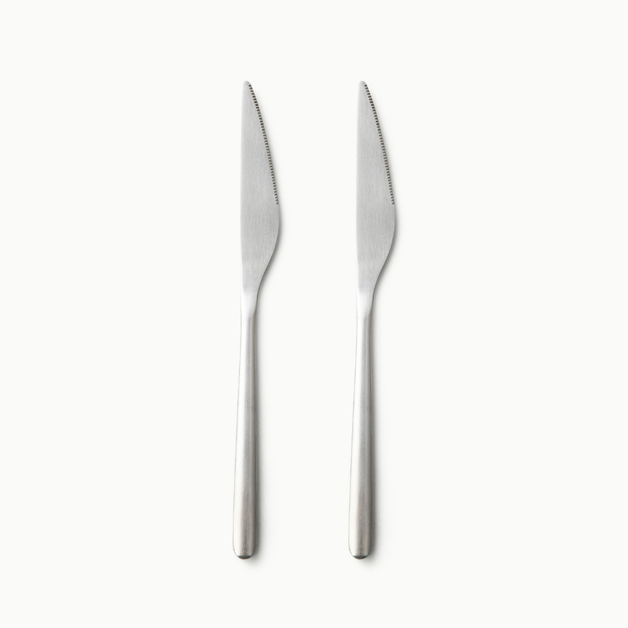 Individual Pieces-JAZZUPCO-Matte Silver-Haelynn 2.0-Dinner Knife (2 Pieces)-JAZZUPCO