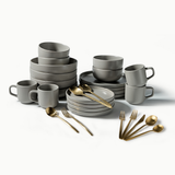 Ultimate Dinnerware Set-JAZZUPCO-Matte Dove Gray-Minimalist Flatware 2.0-Matte Gold-JAZZUPCO-51086807564587
