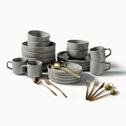 Ultimate Dinnerware Set-JAZZUPCO-Matte Dove Gray-Minimalist Flatware 2.0-Matte Gold-JAZZUPCO-51086807564587