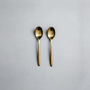 Ava Salad Servers, Serving Utensils & Individual Pieces-JAZZUPCO-Matte Gold-Dessert Spoon (2 Pieces)-JAZZUPCO