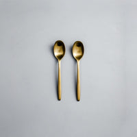 Individual Pieces-JAZZUPCO-Matte Gold-Ava-Dessert Spoon (2 Pieces)-JAZZUPCO