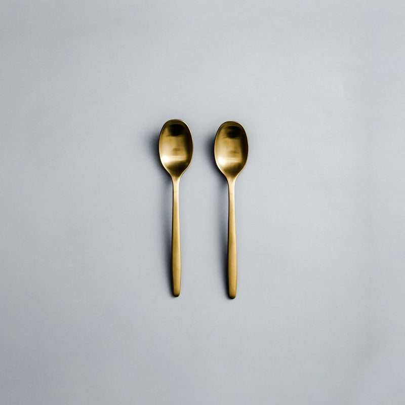 Individual Pieces-JAZZUPCO-Matte Gold-Ava-Dessert Spoon (2 Pieces)-JAZZUPCO