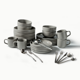 Ultimate Dinnerware Set-JAZZUPCO-Matte Dove Gray-Minimalist Flatware 2.0-Matte Silver-JAZZUPCO-51086807662891