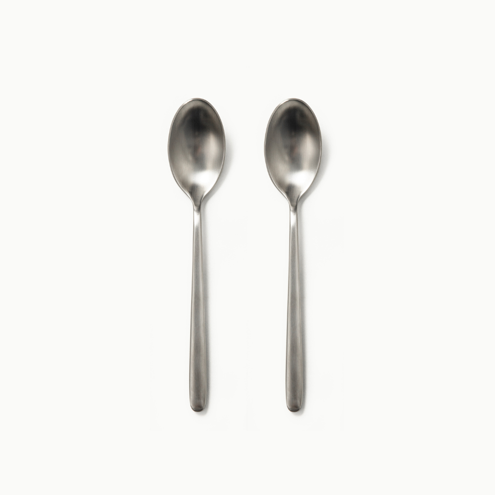 Individual Pieces-JAZZUPCO-Matte Silver-Haelynn 2.0-Dessert Spoon (2 Pieces)-JAZZUPCO