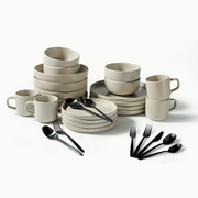 Ultimate Dinnerware Set-JAZZUPCO-Matte Taupe-Tia Flatware-Matte Black-JAZZUPCO-53168865706283