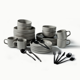 Ultimate Dinnerware Set-JAZZUPCO-Matte Dove Gray-Minimalist Flatware 2.0-Matte Black-JAZZUPCO-51086807597355