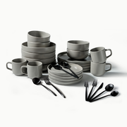 Ultimate Dinnerware Set-JAZZUPCO-Matte Dove Gray-Minimalist Flatware 2.0-Matte Black-JAZZUPCO-51086807597355
