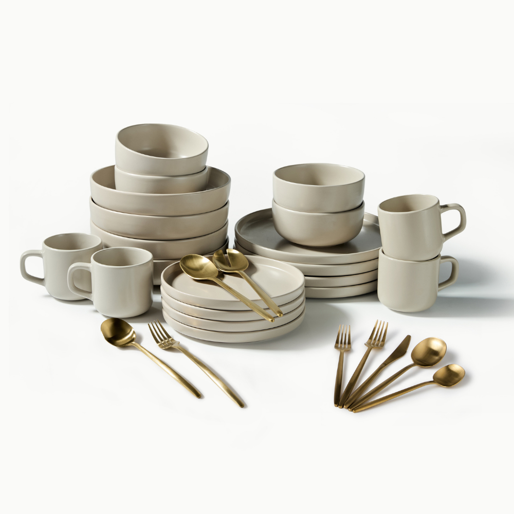 Ultimate Dinnerware Set-JAZZUPCO-Matte Taupe-Minimalist Flatware 2.0-Matte Gold-JAZZUPCO-51086807892267