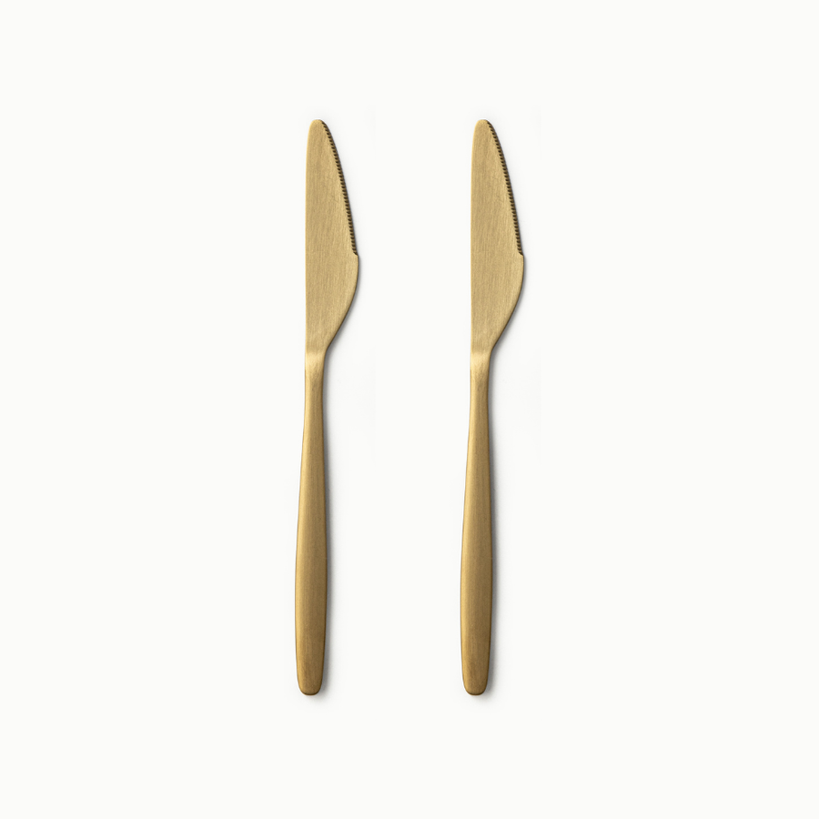 Individual Pieces-JAZZUPCO-Matte Gold-Tia-Dinner Knife (2 Pieces)-JAZZUPCO