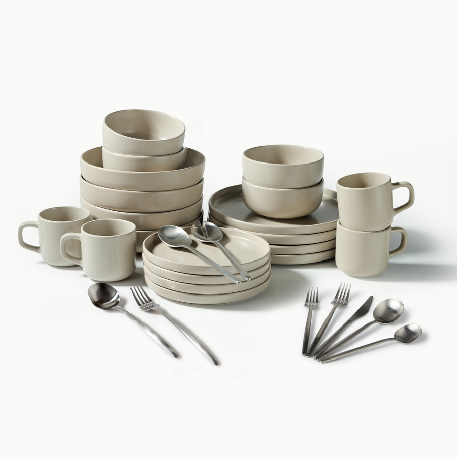 Ultimate Dinnerware Set-JAZZUPCO-Matte Taupe-Minimalist Flatware 2.0-Matte Silver-JAZZUPCO-51086807990571