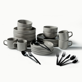 Ultimate Dinnerware Set-JAZZUPCO-Matte Dove Gray-Tia Flatware-Matte Black-JAZZUPCO-53168865575211