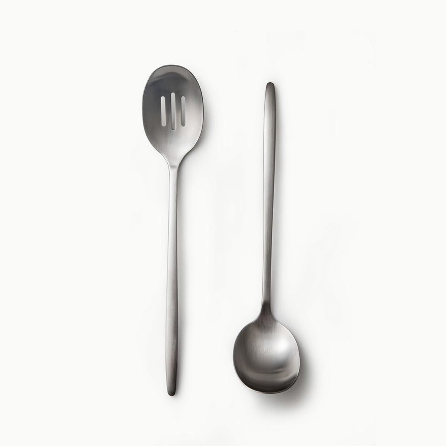 Slotted Spoon and Soup Ladle-JAZZUPCO-Matte Silver-Slotted Spoon & Soup Ladle Bundle-JAZZUPCO-53379644752171