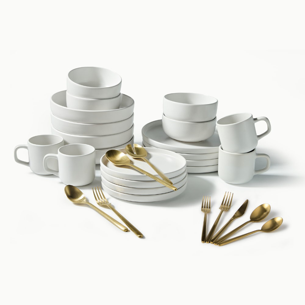 Ultimate Dinnerware Set-JAZZUPCO-Matte White-Haelynn 2.0 Flatware-Matte Gold-JAZZUPCO-53168434708779