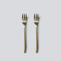 Individual & Matching Pieces-JAZZUPCO-Matte Champagne Gold-Fruit Fork (2 Pieces)-JAZZUPCO