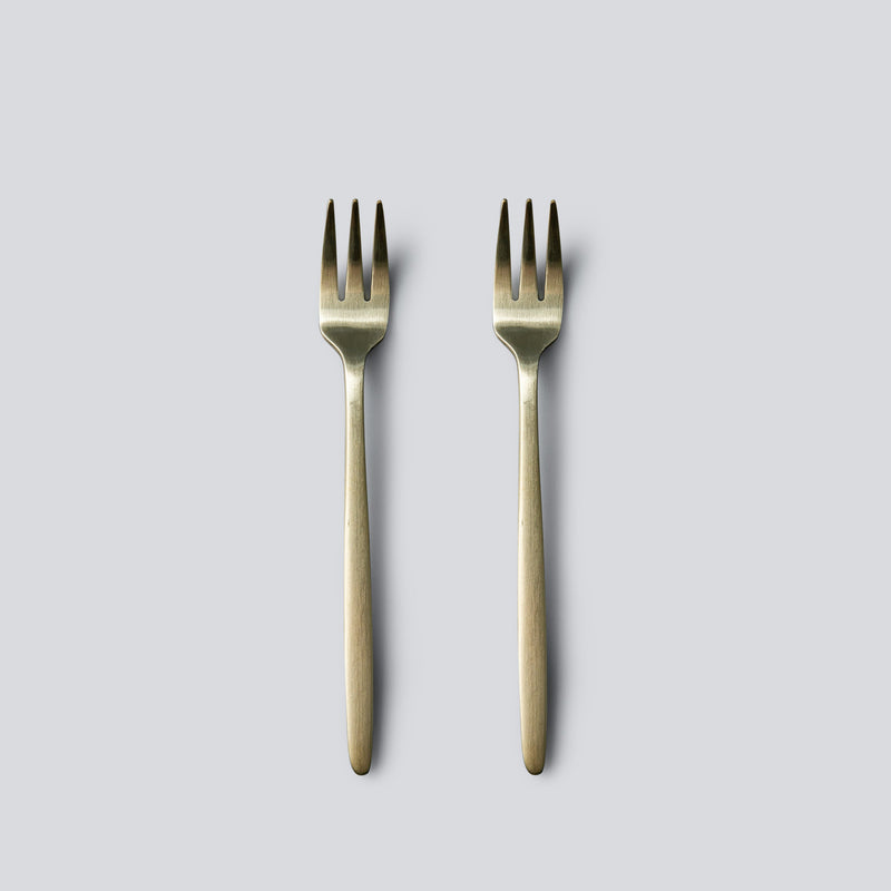 Individual & Matching Pieces-JAZZUPCO-Matte Champagne Gold-Fruit Fork (2 Pieces)-JAZZUPCO
