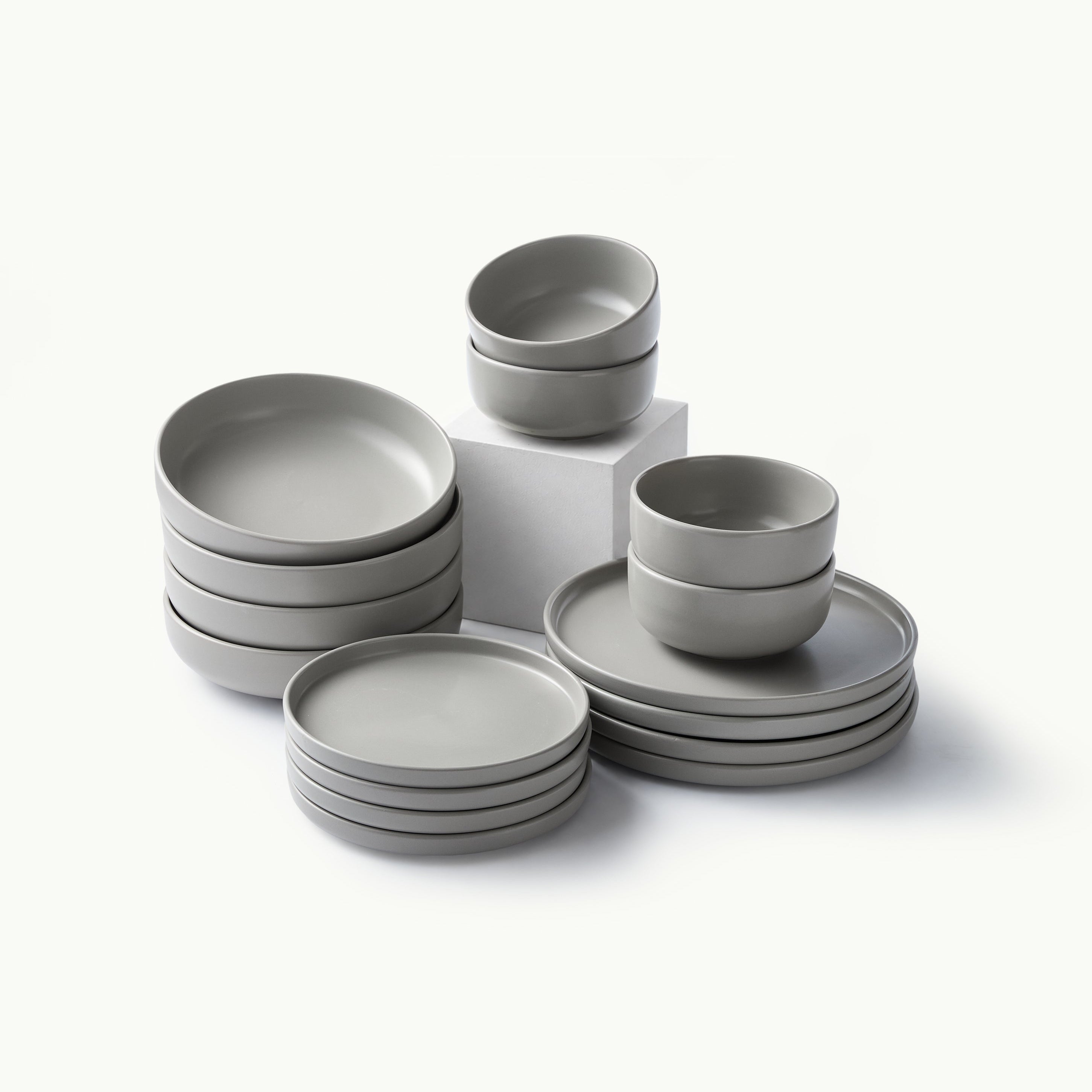 Starter Bundle Set-JAZZUPCO-Matte Dove Gray-4 Person Set (16 Pieces)-JAZZUPCO-51312887759147-51312887791915-51312887824683-51312887857451-51055348089131-51065354518827-51136051347755-51136051380523