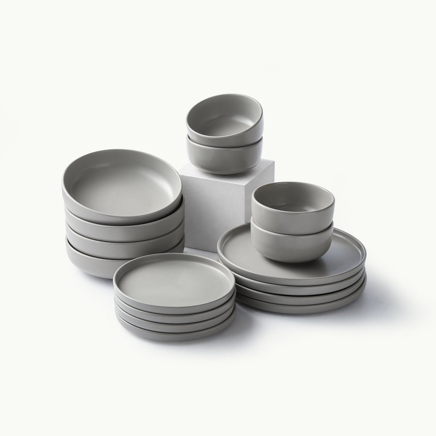Starter Bundle Set-JAZZUPCO-Matte Dove Gray-4 Person Set (16 Pieces)-JAZZUPCO-51312887759147-51312887791915-51312887824683-51312887857451-51055348089131-51065354518827-51136051347755-51136051380523