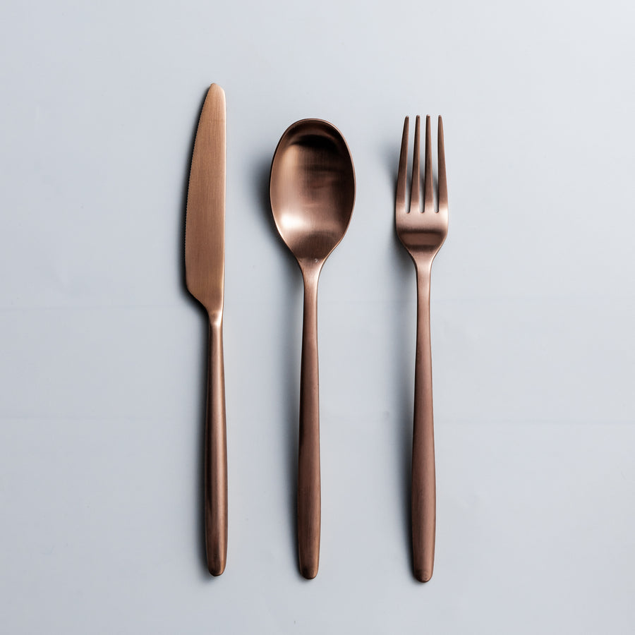 Ava Flatware Essentials Set-Flatware-JazzUpCo-Matte Rose Gold-4 Person Set (12 Pieces)-JAZZUPCO