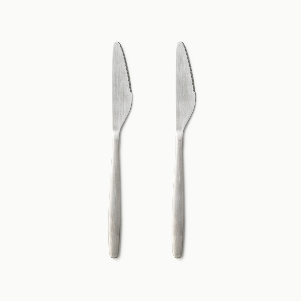 Individual Pieces-JAZZUPCO-Matte Silver-Tia-Dinner Knife (2 Pieces)-JAZZUPCO