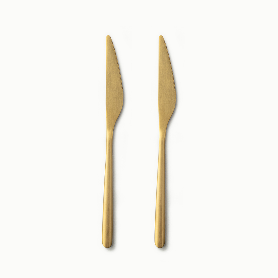 Individual Pieces-JAZZUPCO-Matte Gold-Haelynn 2.0-Dinner Knife (2 Pieces)-JAZZUPCO