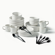 Ultimate Dinnerware Set-JAZZUPCO-Matte White-Tia Flatware-Matte Black-JAZZUPCO-53168865181995