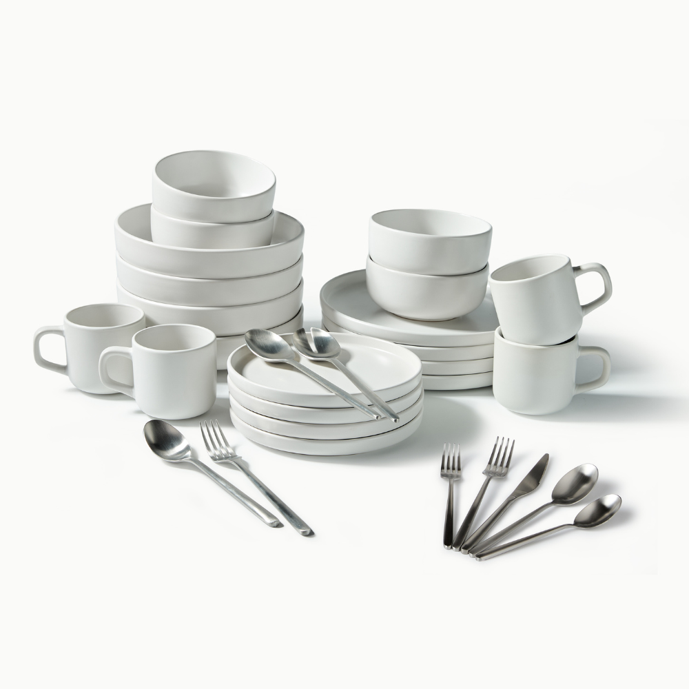 Ultimate Dinnerware Set-JAZZUPCO-Matte White-Haelynn 2.0 Flatware-Matte Silver-JAZZUPCO-53168434807083