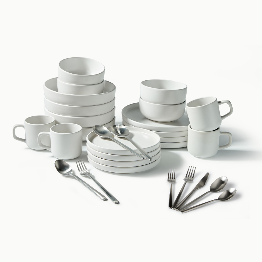 Ultimate Dinnerware Set-JAZZUPCO-Matte White-Haelynn 2.0 Flatware-Matte Silver-JAZZUPCO-53168434807083