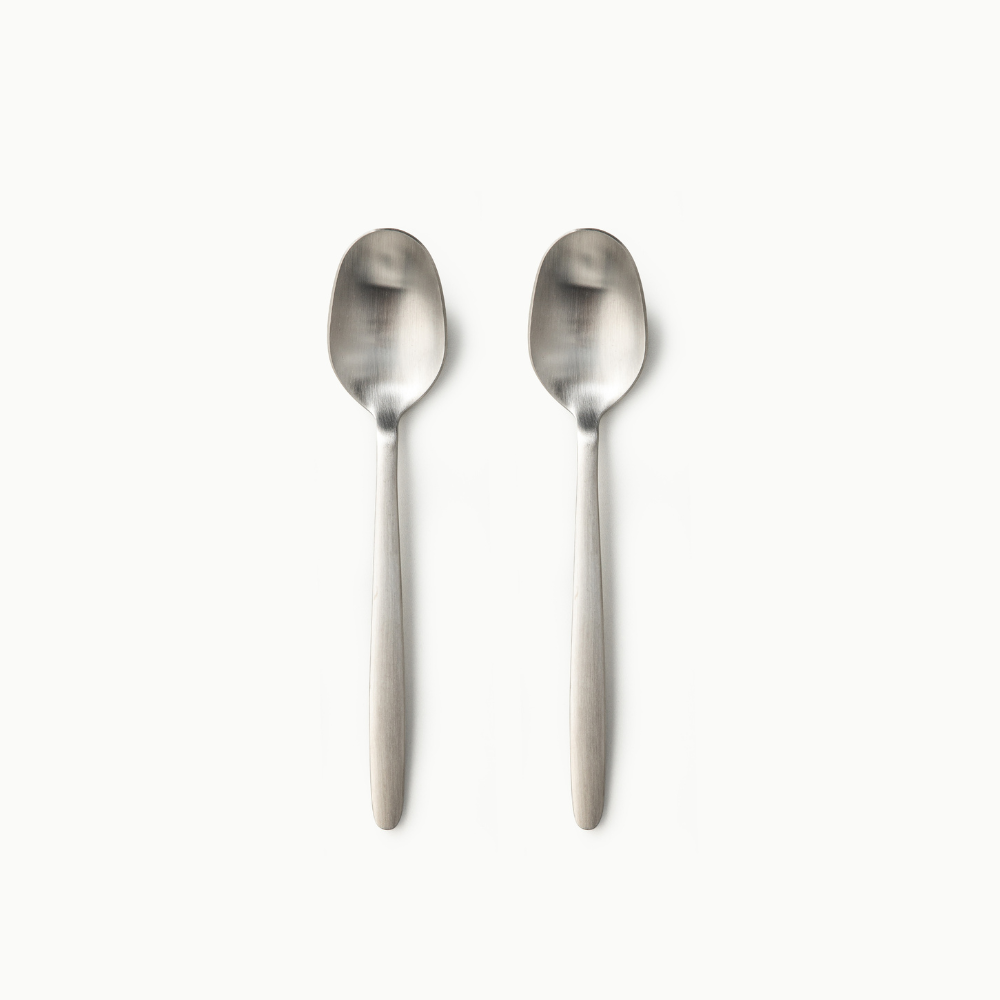Individual Pieces-JAZZUPCO-Matte Silver-Tia-Dessert Spoon (2 Pieces)-JAZZUPCO