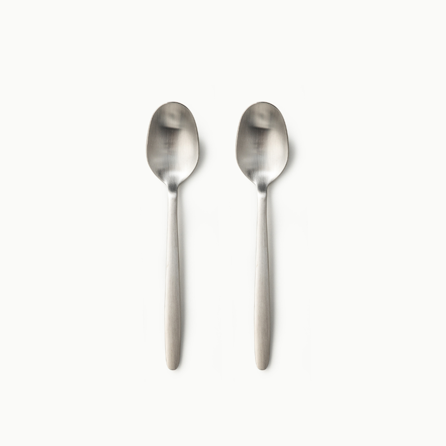 Individual Pieces-JAZZUPCO-Matte Silver-Tia-Dessert Spoon (2 Pieces)-JAZZUPCO