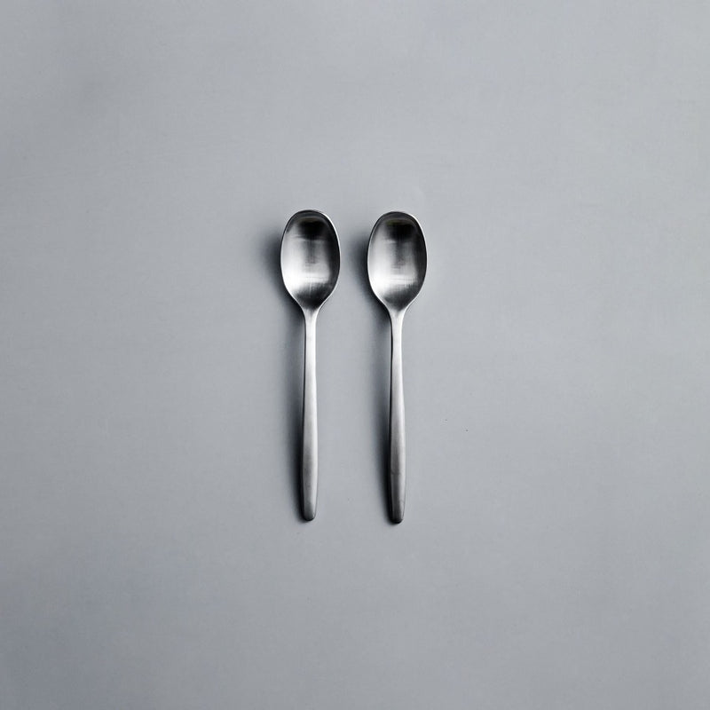Individual Pieces-JAZZUPCO-Matte Silver-Ava-Dessert Spoon (2 Pieces)-JAZZUPCO