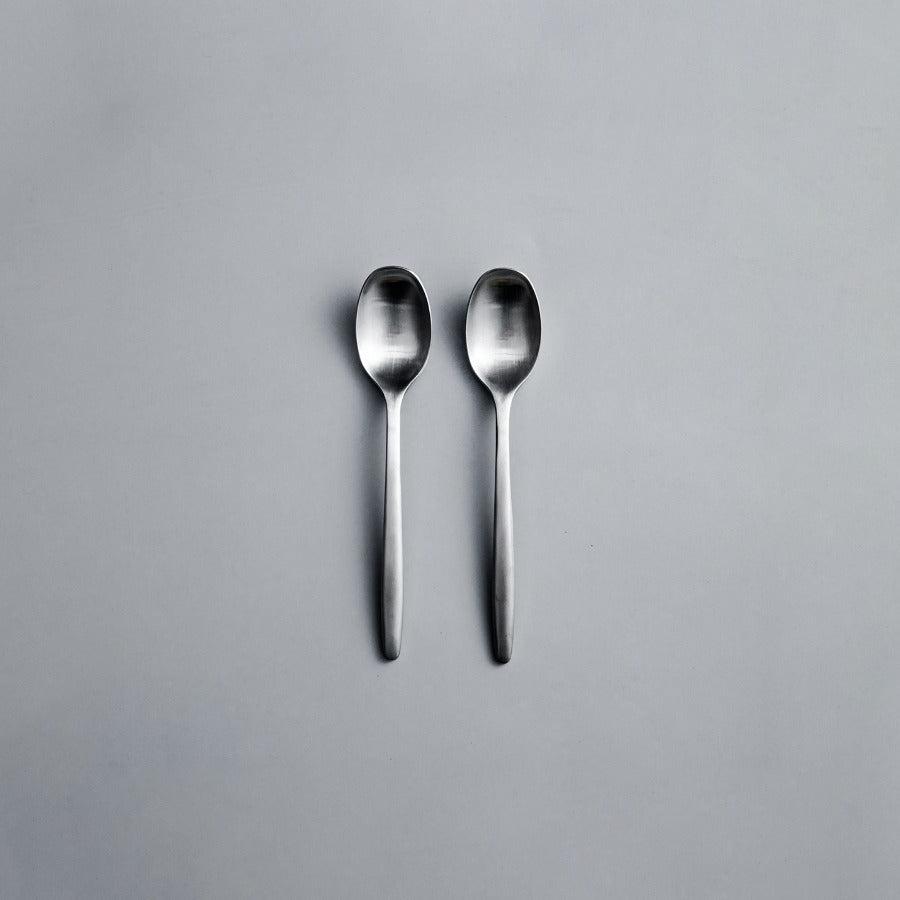 Ava Salad Servers, Serving Utensils & Individual Pieces-JAZZUPCO-Matte Silver-Dessert Spoon (2 Pieces)-JAZZUPCO
