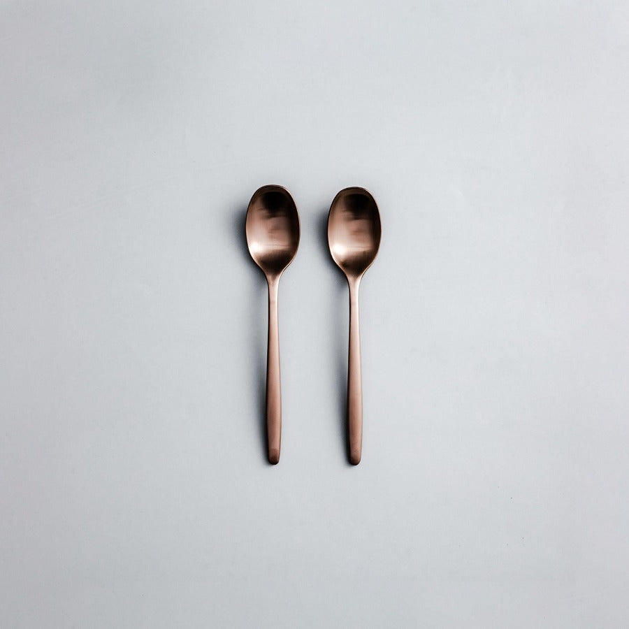 Ava Salad Servers, Serving Utensils & Individual Pieces-JAZZUPCO-Matte Rose Gold-Dessert Spoon (2 Pieces)-JAZZUPCO