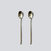 Individual & Matching Pieces-JAZZUPCO-Matte Champagne Gold-Long Drink Spoon (2 Pieces)-JAZZUPCO
