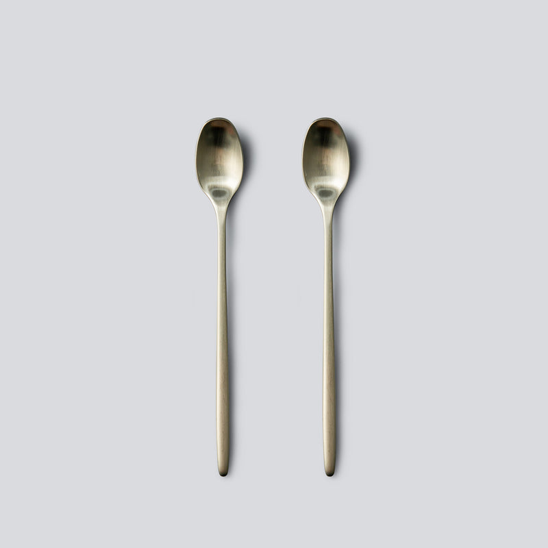 Individual & Matching Pieces-JAZZUPCO-Matte Champagne Gold-Long Drink Spoon (2 Pieces)-JAZZUPCO