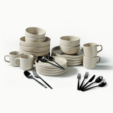 Ultimate Dinnerware Set-JAZZUPCO-Matte Taupe-Ava Flatware-Matte Black-JAZZUPCO-51086807793963