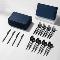 Tia Flatware-Flatware-JazzUpCo-Matte Black-12 Person Set (60 Pieces)-JAZZUPCO