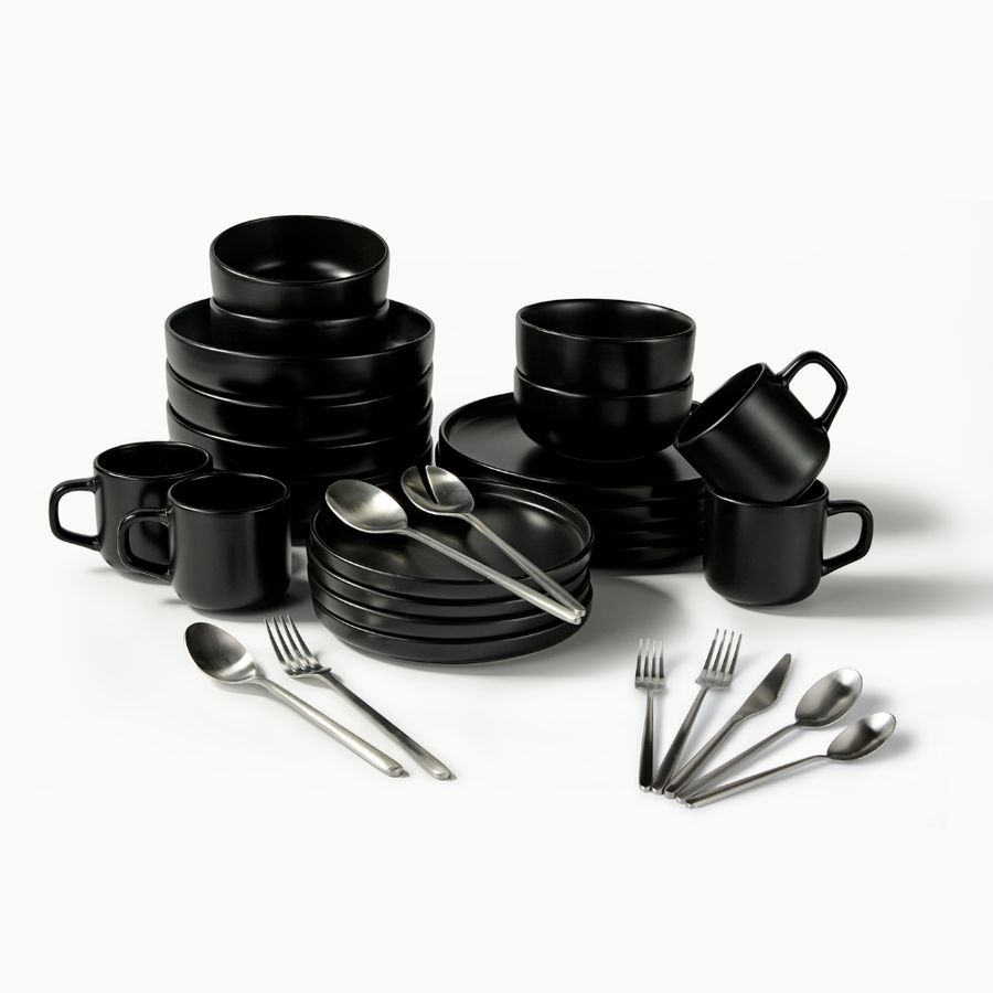 Ultimate Dinnerware Set-JAZZUPCO-Matte Black-Haelynn 2.0 Flatware-Matte Silver-JAZZUPCO-53168435069227