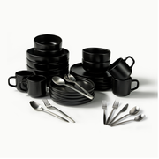 Ultimate Dinnerware Set-JAZZUPCO-Matte Black-Tia Flatware-Matte Silver-JAZZUPCO-53168865378603