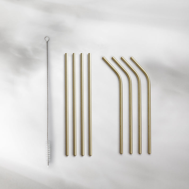 Straw Set Free Gift-free_product-JAZZUPCO-Matte Champagne Gold-Straw Set (9 Pieces)-JAZZUPCO