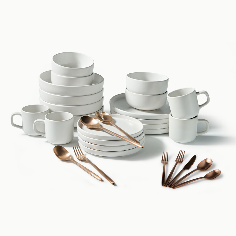 Ultimate Dinnerware Set-JAZZUPCO-Matte White-Ava Flatware-Matte Rose Gold-JAZZUPCO-51086806516011
