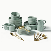 Ultimate Dinnerware Set-JAZZUPCO-Matte Sage Green-Haelynn 2.0 Flatware-Matte Gold-JAZZUPCO-53168435233067