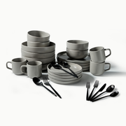 Ultimate Dinnerware Set-JAZZUPCO-Matte Dove Gray-Ava Flatware-Matte Black-JAZZUPCO-51086807466283