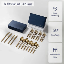 Ava Flatware-Flatware-JazzUpCo-Matte Gold-8 Person Set (40 Pieces)-JAZZUPCO-47169861714219