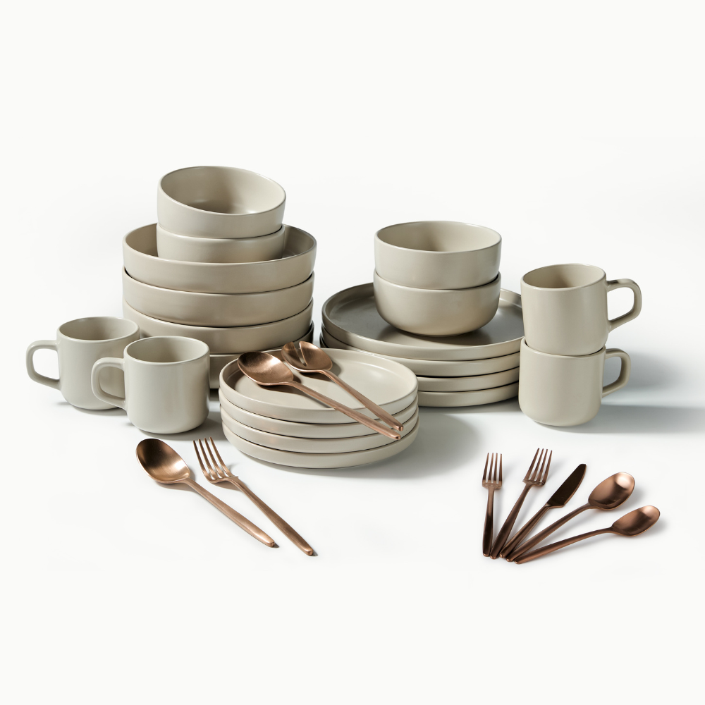 Ultimate Dinnerware Set-JAZZUPCO-Matte Taupe-Ava Flatware-Matte Rose Gold-JAZZUPCO-53168865739051-51086807826731